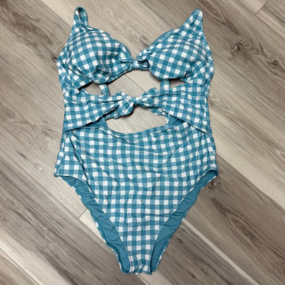 Blue Checkered Swimsuit